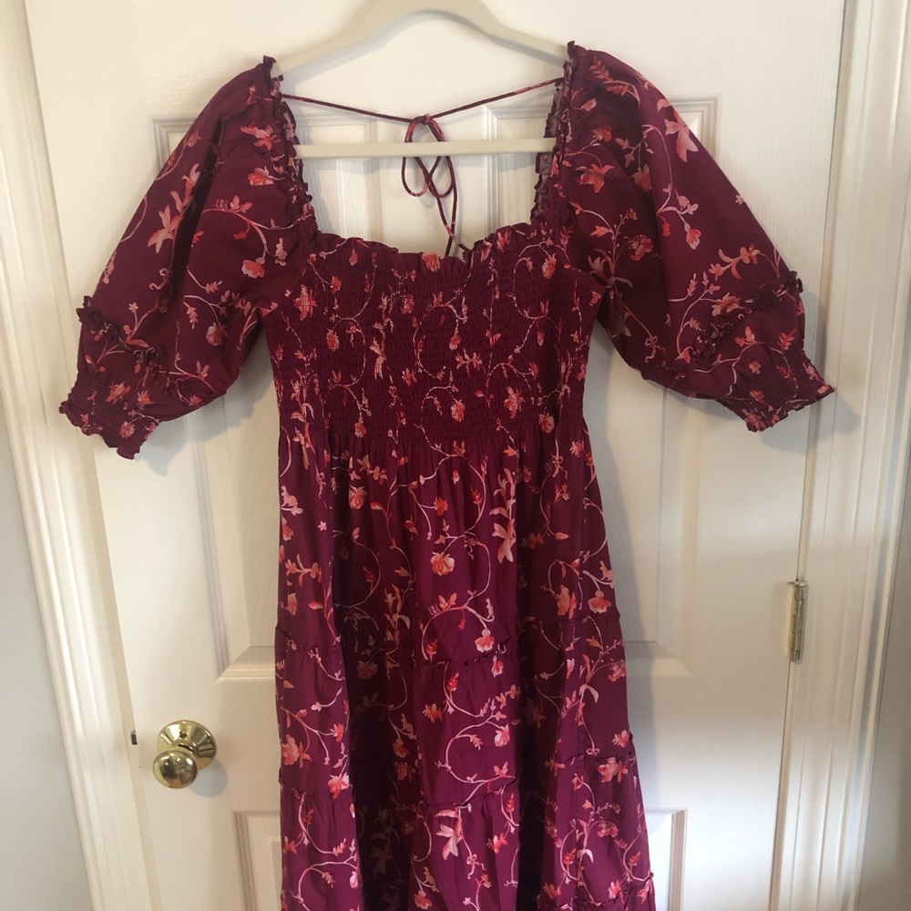 Hill House Home Burgandy Botanical Nelsi Dress